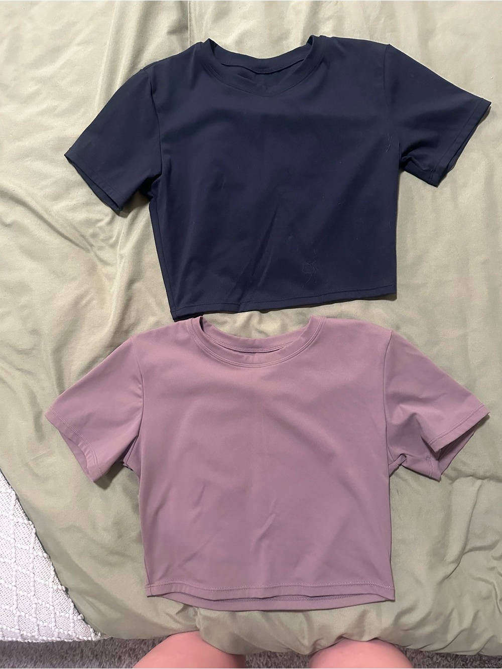 Pair of Women's Short Sleeve Crop Top - Brown & Black